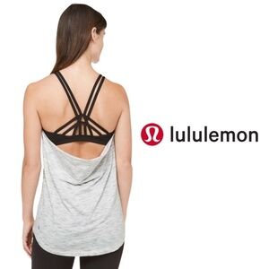 Lululemon Moment To Movement 2-In-1 Tank Tiger Space Dye Hail White / Black - 4